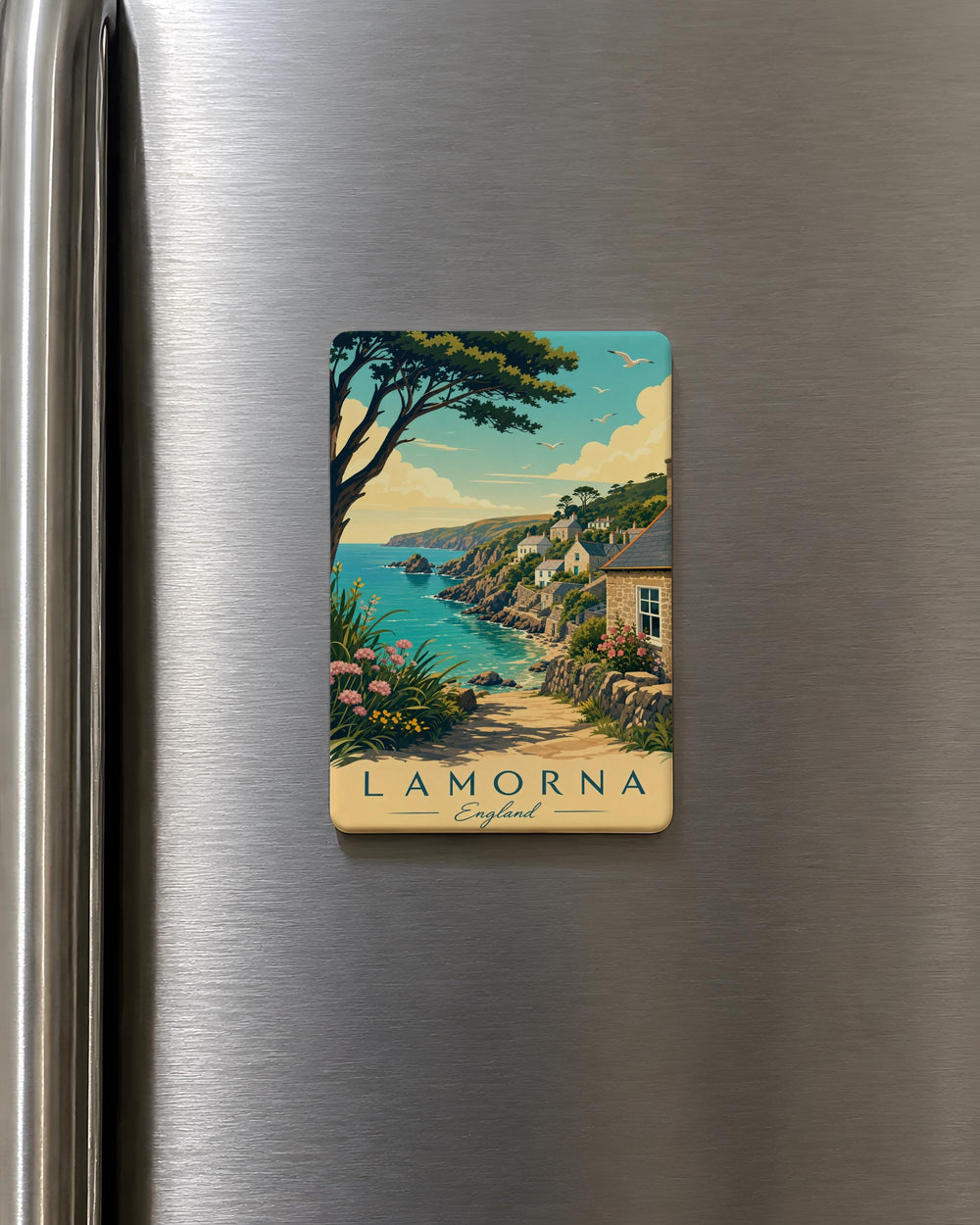 Lamorna England Fridge Magnet, Lamorna Cove Cornwall Souvenir, Coastal Village Travel Keepsake Magnet