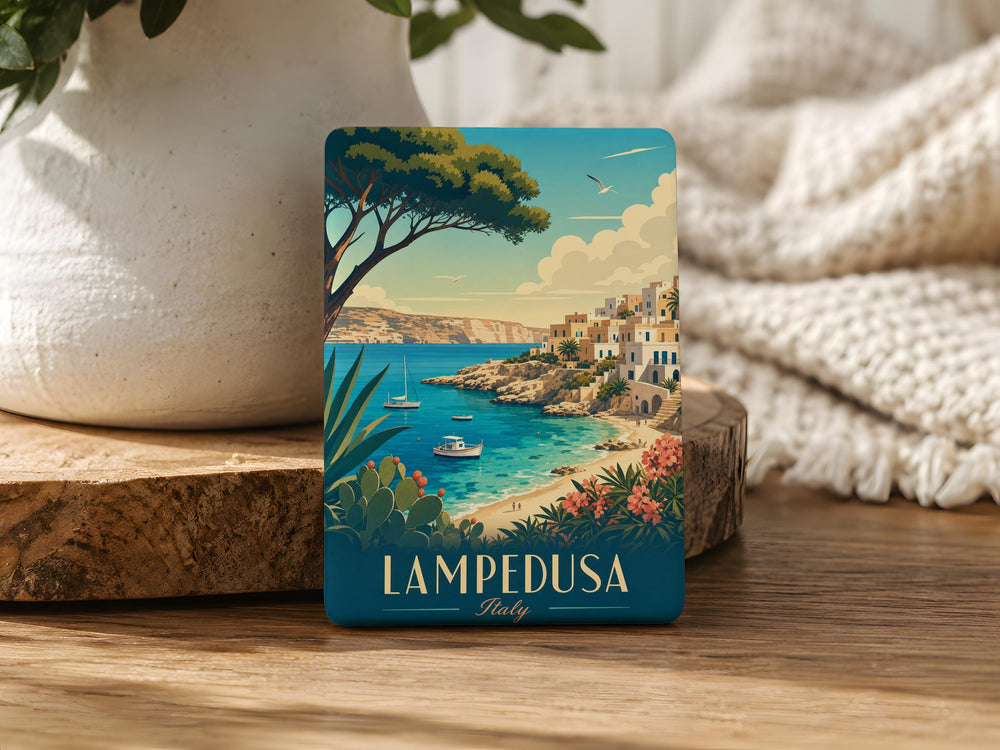 Lampedusa Italy Fridge Magnet, Lampedusa Island Souvenir Magnet, Sicily Travel Gift, Italian Coastal Landmark Keepsake Magnet