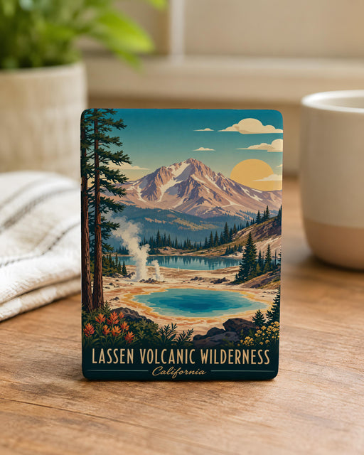 Lassen Volcanic Wilderness Fridge Magnet, California National Wilderness Souvenir, Mountain Landscape Travel Keepsake Magnet
