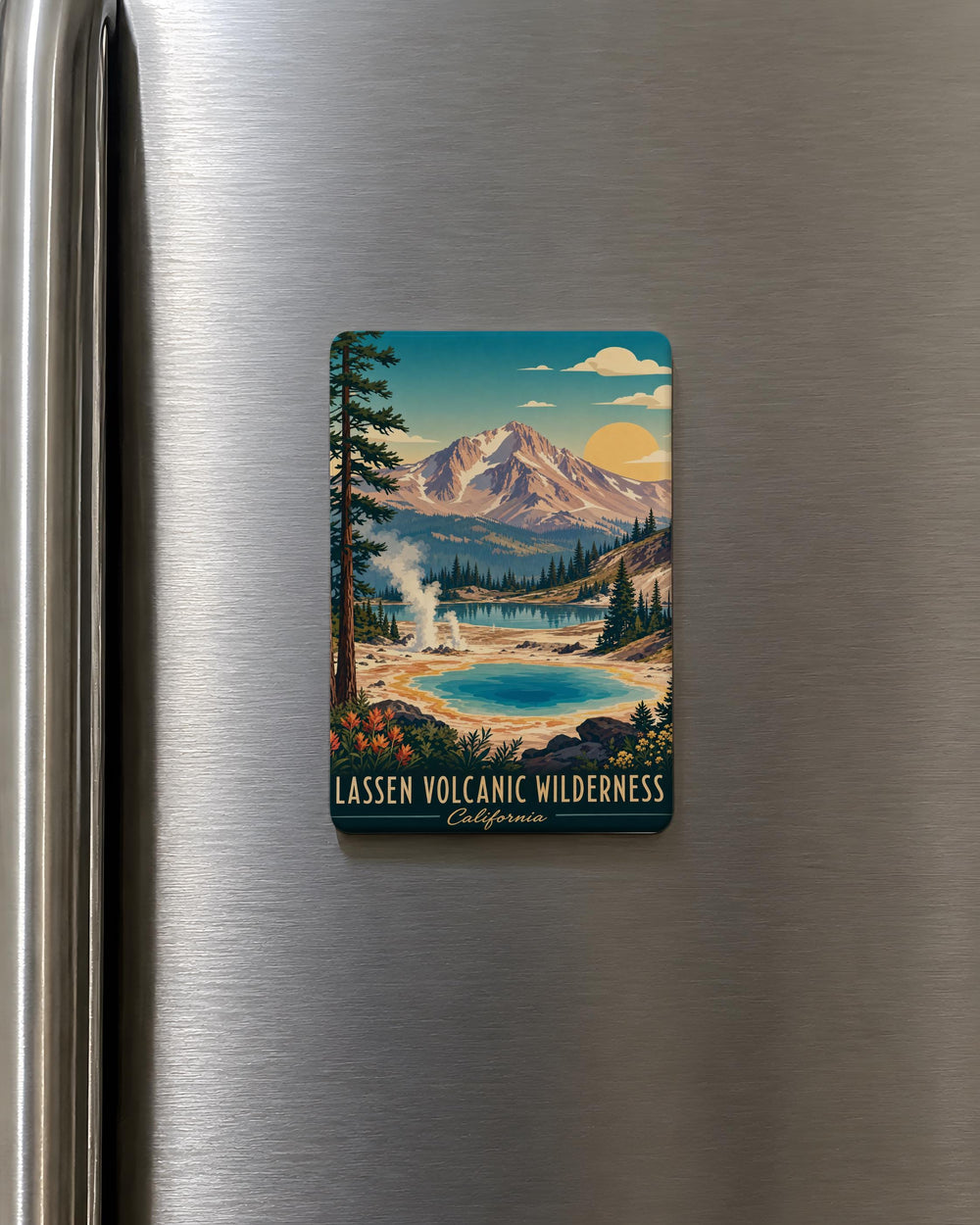 Lassen Volcanic Wilderness Fridge Magnet, California National Wilderness Souvenir, Mountain Landscape Travel Keepsake Magnet