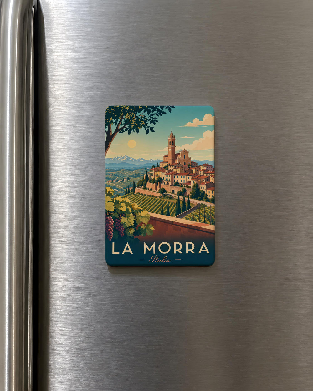 La Morra Italy Fridge Magnet, Piedmont Village Souvenir Magnet, La Morra Landmark Travel Keepsake Magnet