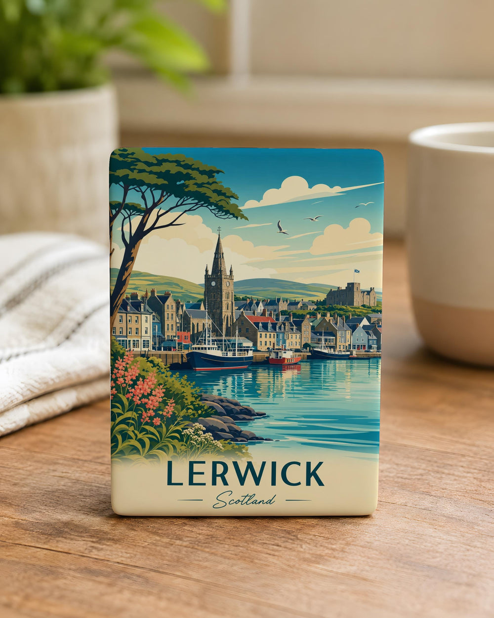 Lerwick Scotland Fridge Magnet, Shetland Islands Souvenir Magnet, Lerwick Harbor Landmark Travel Keepsake Gift