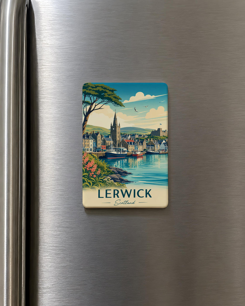 Lerwick Scotland Fridge Magnet, Shetland Islands Souvenir Magnet, Lerwick Harbor Landmark Travel Keepsake Gift