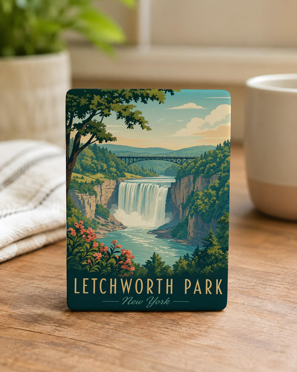 Letchworth State Park Fridge Magnet, New York Gorge and Waterfalls Souvenir Magnet, Nature Travel Keepsake Magnet