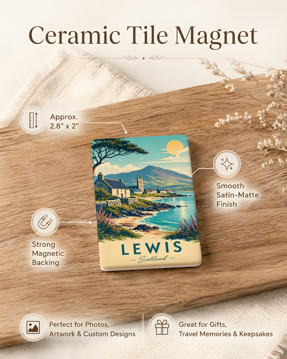 Lewis Scotland Fridge Magnet, Lewis Island Outer Hebrides Souvenir Magnet, Scotland Travel Keepsake Magnet