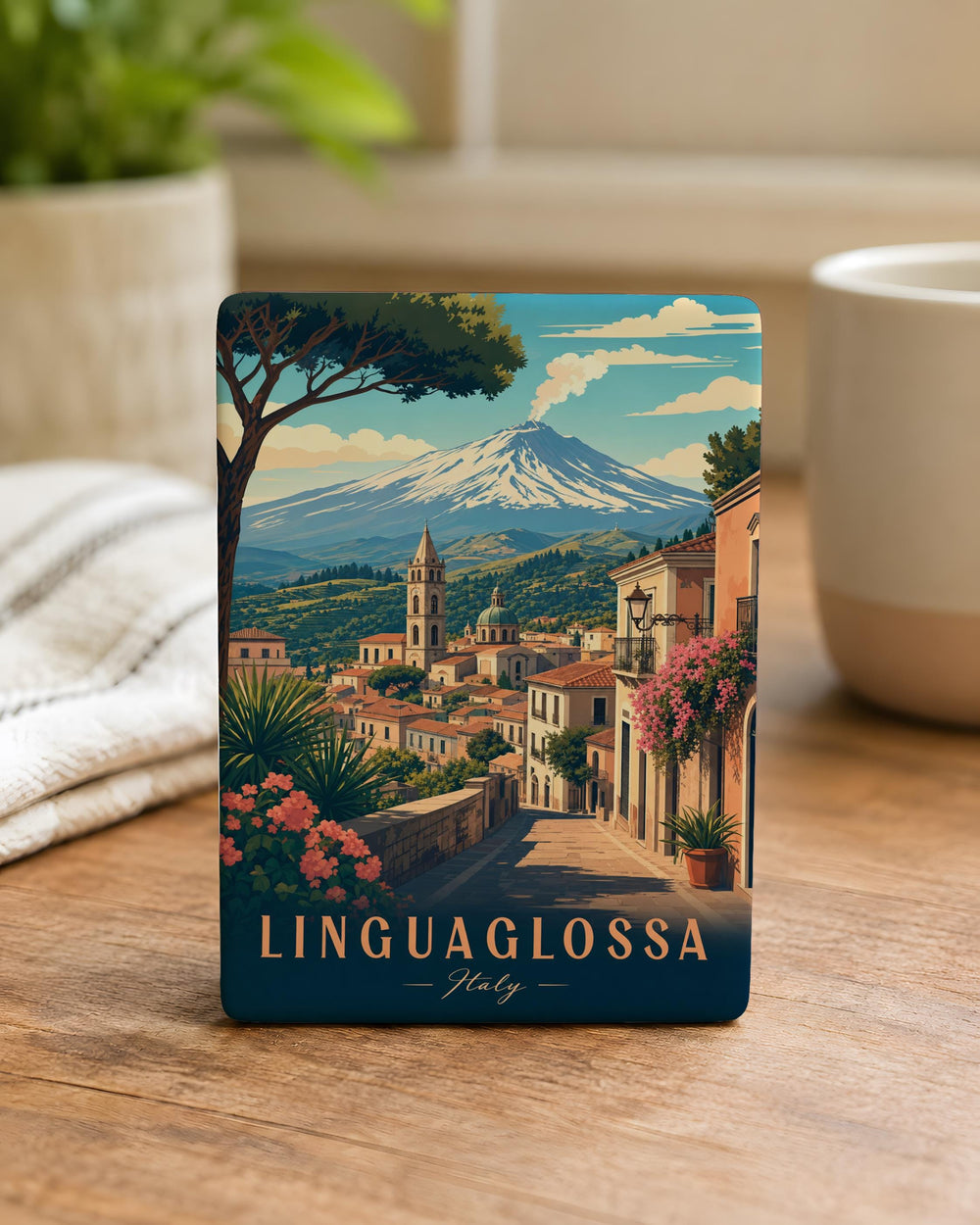 Linguaglossa Italy Fridge Magnet, Sicily Souvenir Magnet, Mount Etna Town Travel Keepsake, Italian Vacation Gift