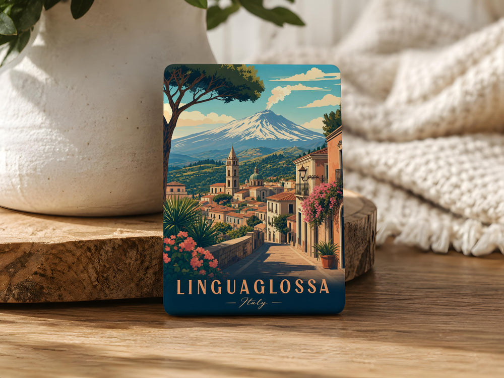 Linguaglossa Italy Fridge Magnet, Sicily Souvenir Magnet, Mount Etna Town Travel Keepsake, Italian Vacation Gift