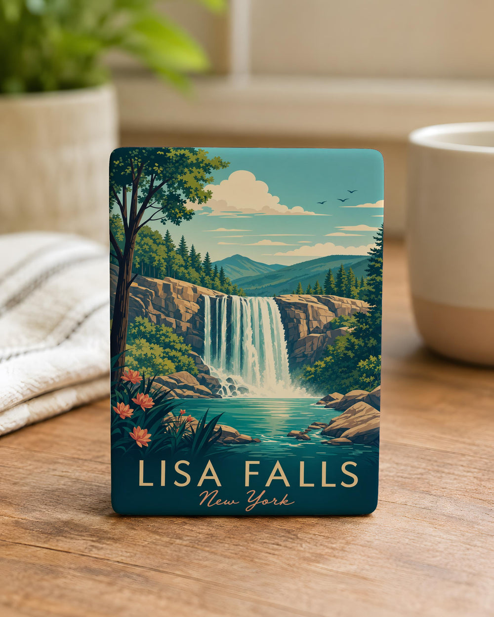 Lisa Falls Waterfall Fridge Magnet, Utah Canyon Stream Souvenir Magnet, Nature Hiking Travel Keepsake Gift