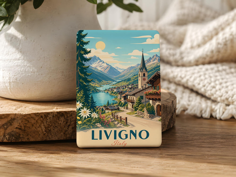 Livigno Italy Fridge Magnet, Livigno Souvenir Magnet, Italian Alps Travel Keepsake, Italy Mountain Town Landmark Magnet