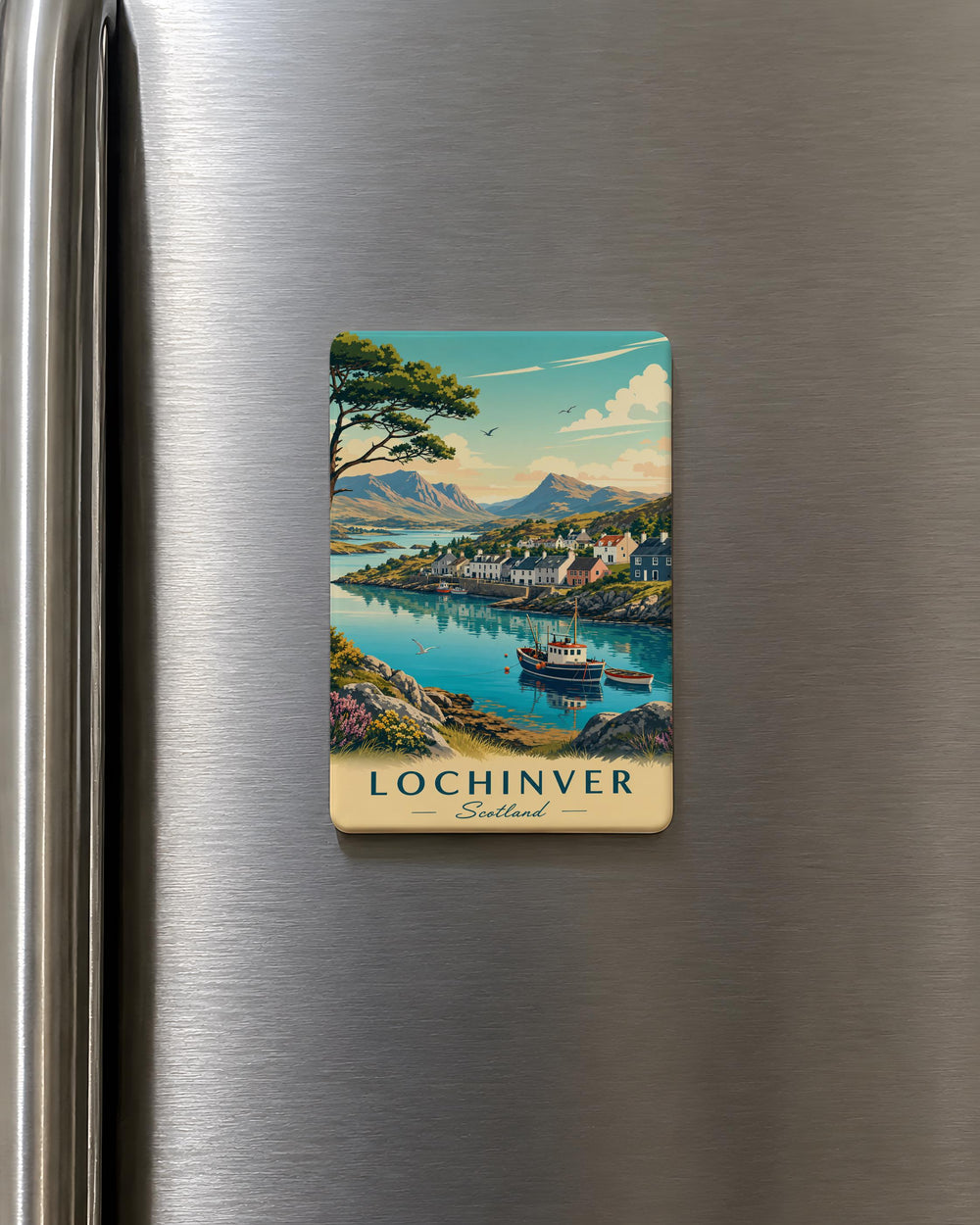 Lochinver Scotland Fridge Magnet, Lochinver Village Souvenir, Scottish Highlands Travel Gift, Scotland Keepsake Magnet