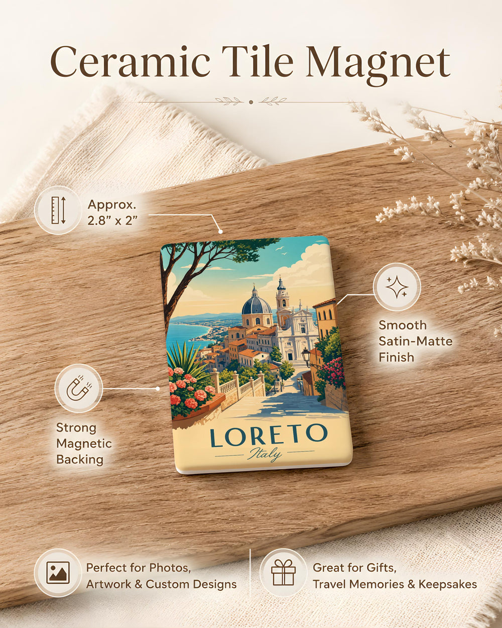 Loreto Italy Fridge Magnet, Loreto Travel Souvenir Magnet, Italy Landmark Refrigerator Magnet, Italian Pilgrimage Destination Magnet