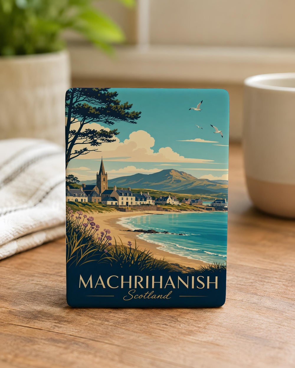 Machrihanish Scotland Fridge Magnet, Machrihanish Beach and Coastal Village Souvenir Magnet, Kintyre Peninsula Travel Gift