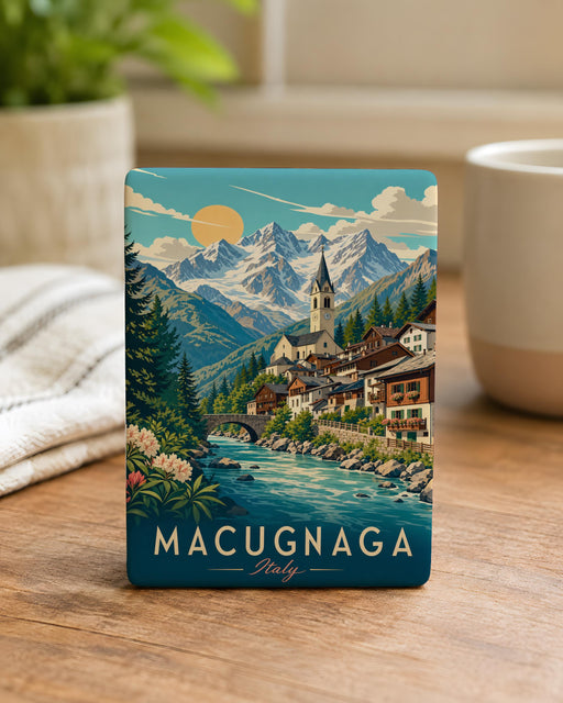 Macugnaga Italy Fridge Magnet, Alpine Village Souvenir, Monte Rosa Mountain Travel Keepsake, Italian Alps Landmark Gift