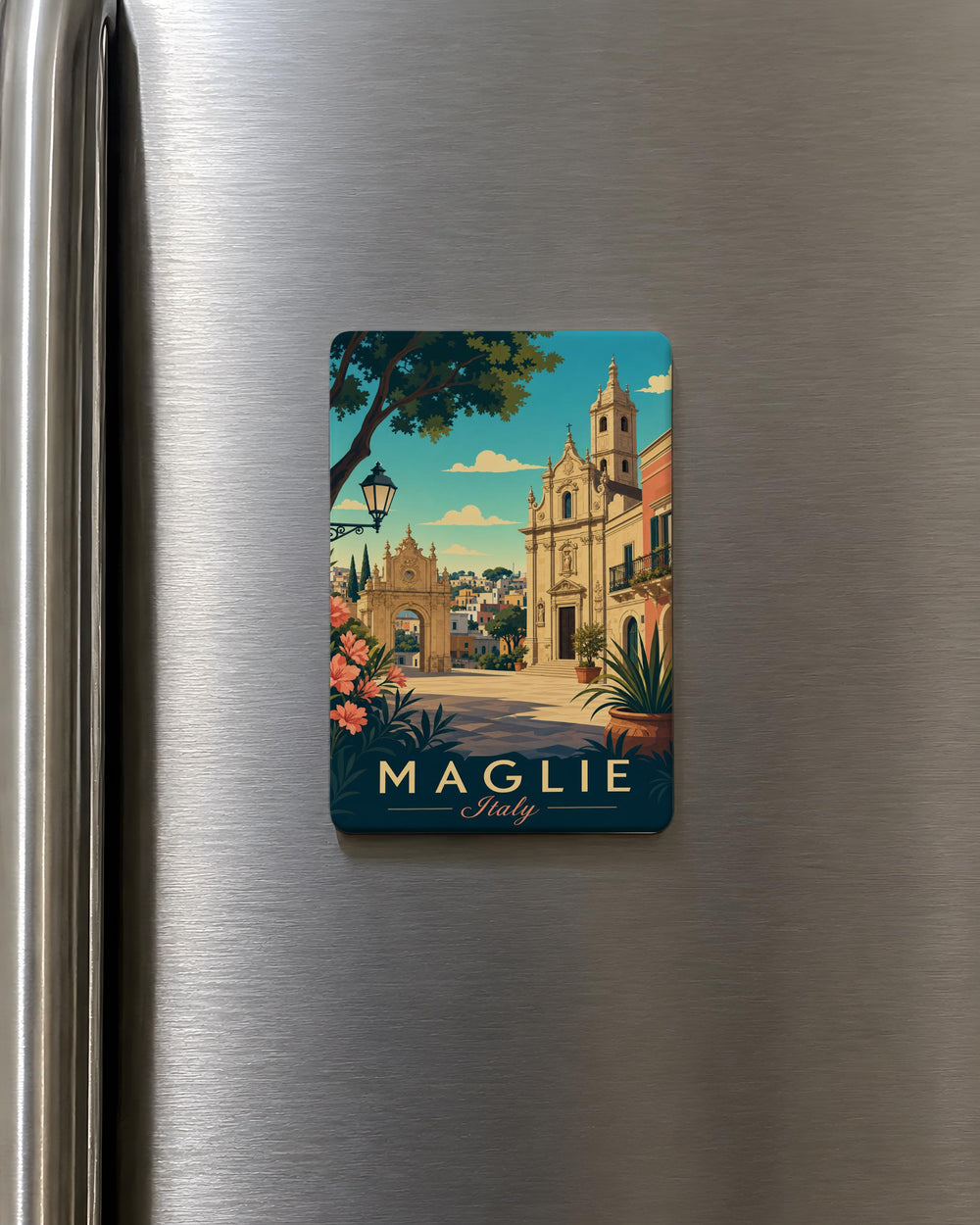 Maglie Italy Fridge Magnet, Maglie Puglia Souvenir Magnet, Italy Travel Keepsake Magnet, Italian Town Magnet