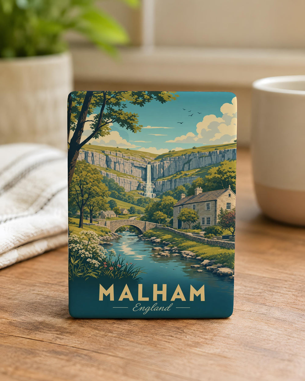 Malham England Fridge Magnet, Malham Cove Yorkshire Souvenir Magnet, UK Travel Keepsake, English Village Landmark Refrigerator Magnet