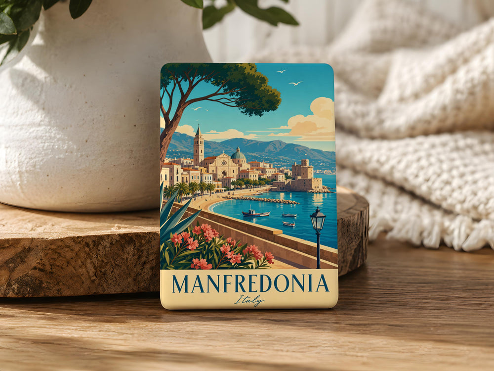 Manfredonia Italy Fridge Magnet, Manfredonia Souvenir Magnet, Italy Travel Gift, Apulia Puglia Coastal Town Keepsake Magnet