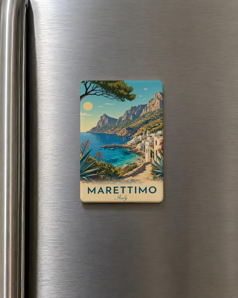 Marettimo Italy Fridge Magnet, Marettimo Island Sicily Souvenir Magnet, Italian Travel Keepsake, Coastal Island Landmark Gift