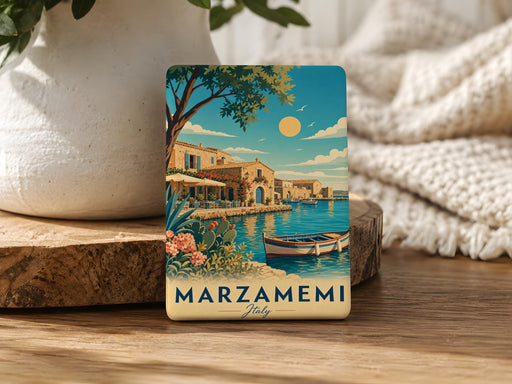 Marzamemi Italy Fridge Magnet, Sicily Coastal Village Souvenir Magnet, Italian Seaside Travel Keepsake Magnet
