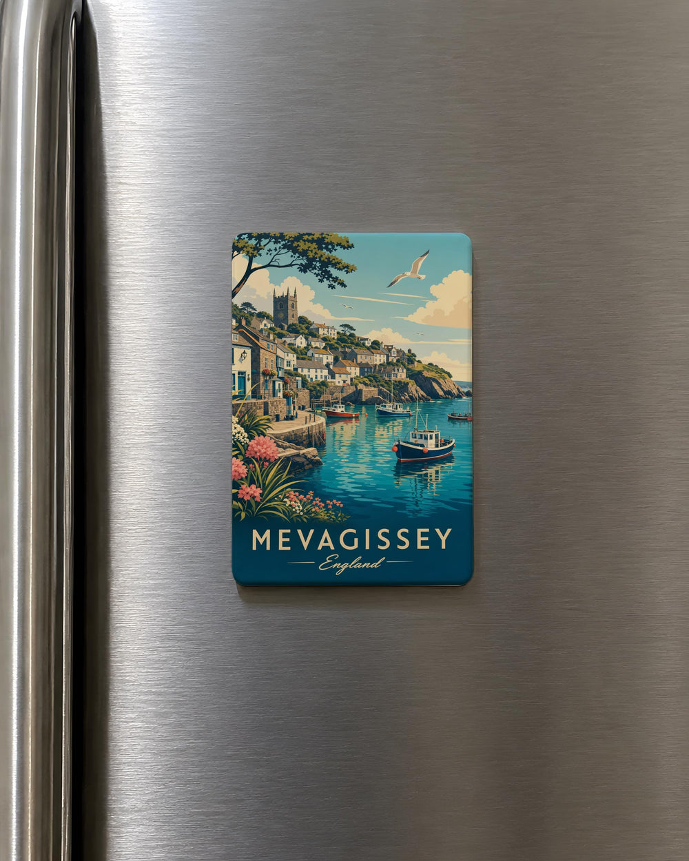 Mevagissey England Fridge Magnet, Mevagissey Cornwall Souvenir Magnet, Coastal Village Travel Keepsake Magnet