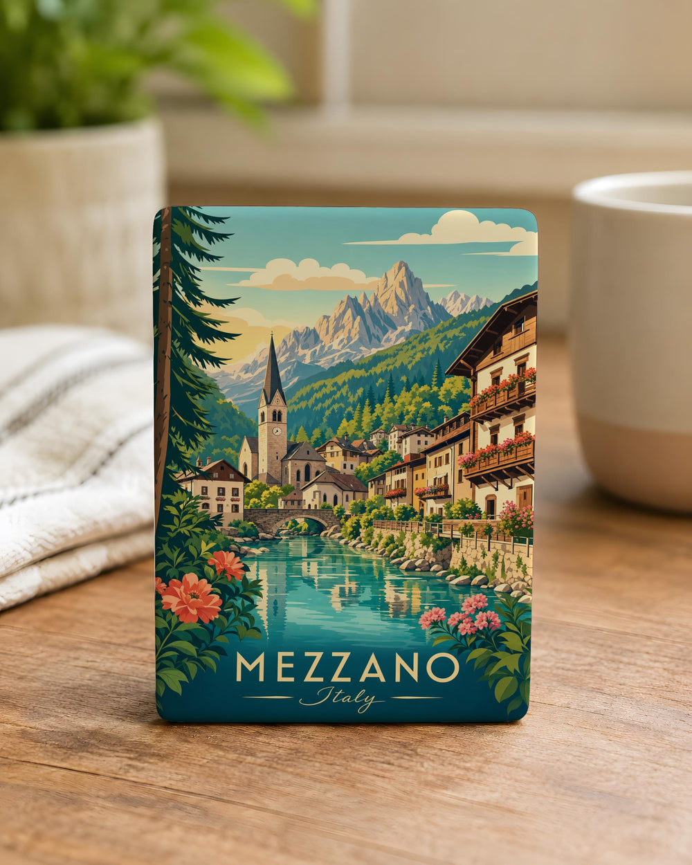 Mezzano Italy Fridge Magnet, Mezzano Village Souvenir Magnet, Italian Alps Travel Keepsake, Trentino Italy Destination Magnet