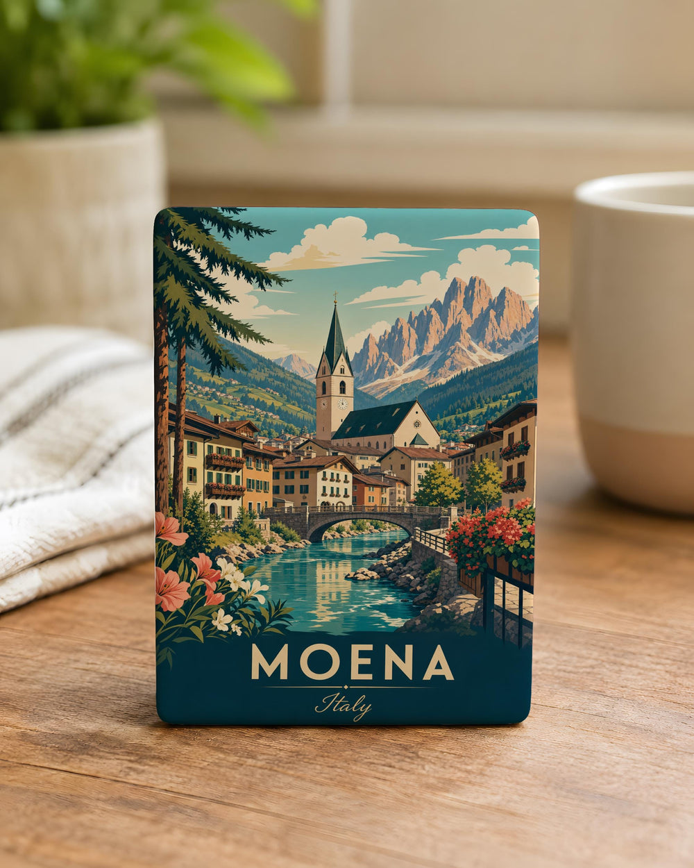 Moena Italy Fridge Magnet, Moena Dolomites Souvenir Magnet, Italian Alps Travel Keepsake, Moena Town Landmark Magnet