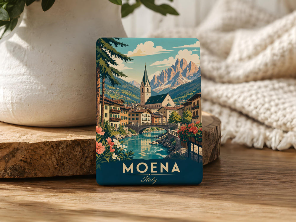 Moena Italy Fridge Magnet, Moena Dolomites Souvenir Magnet, Italian Alps Travel Keepsake, Moena Town Landmark Magnet