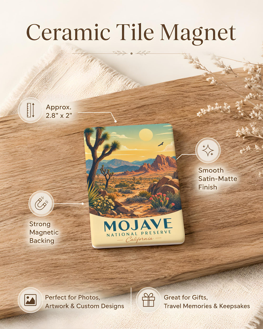 Mojave National Preserve Fridge Magnet, California Desert Landmark Souvenir, Travel Keepsake Magnet, National Park Gift