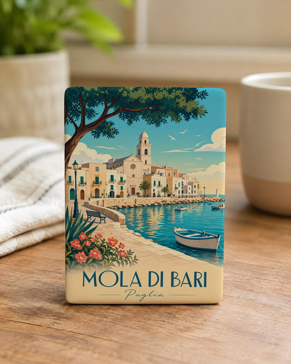 Mola di Bari Italy Fridge Magnet, Mola di Bari Souvenir Magnet, Puglia Travel Gift, Italian Coastal Town Magnet