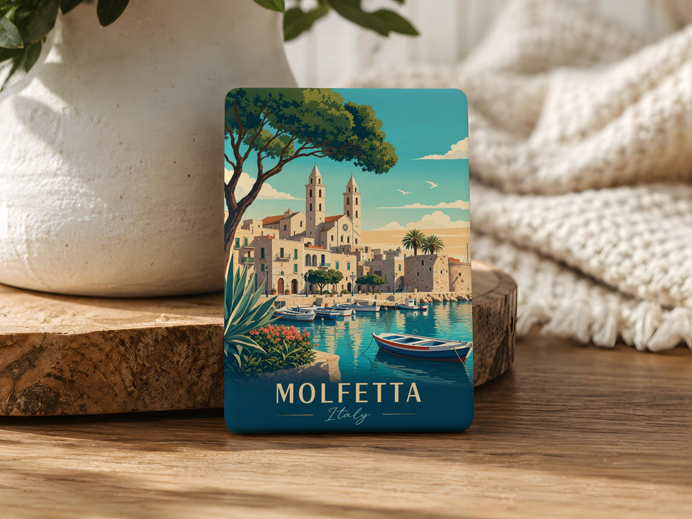 Molfetta Italy Fridge Magnet, Molfetta Travel Souvenir, Italian Coastal Town Landmark Magnet, Puglia Italy Keepsake Magnet