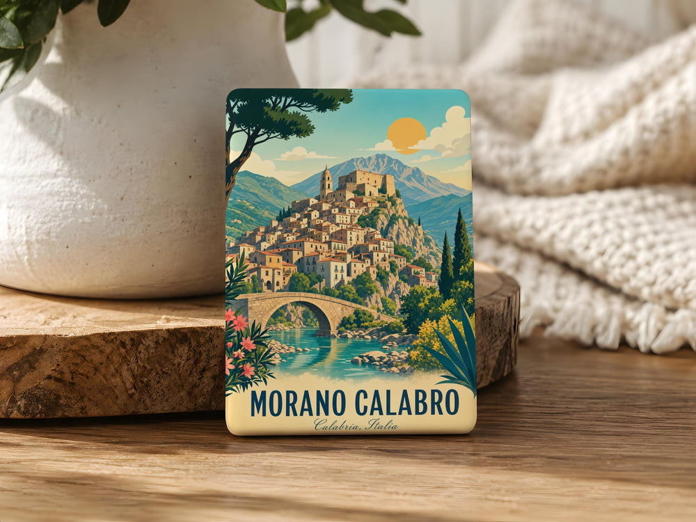 Morano Calabro Italy Fridge Magnet, Morano Calabro Travel Souvenir Magnet, Calabria Town Landmark Magnet