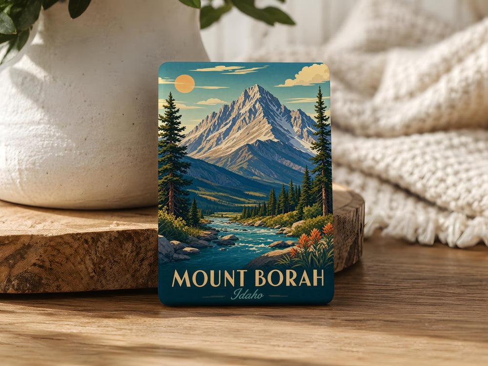 Mount Borah Idaho Fridge Magnet, Idaho Mountain Souvenir Magnet, Mount Borah Travel Gift, Idaho Landmark Refrigerator Magnet