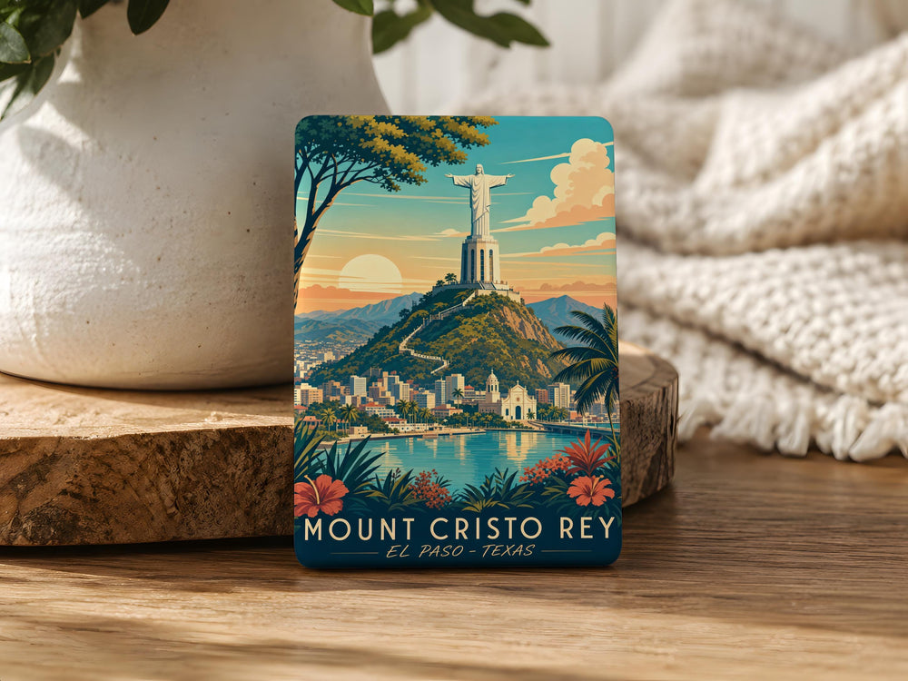 Mount Cristo Rey Fridge Magnet, Cristo Rey Statue Landmark Souvenir, El Paso Texas Travel Gift, Southwest Landmark Magnet