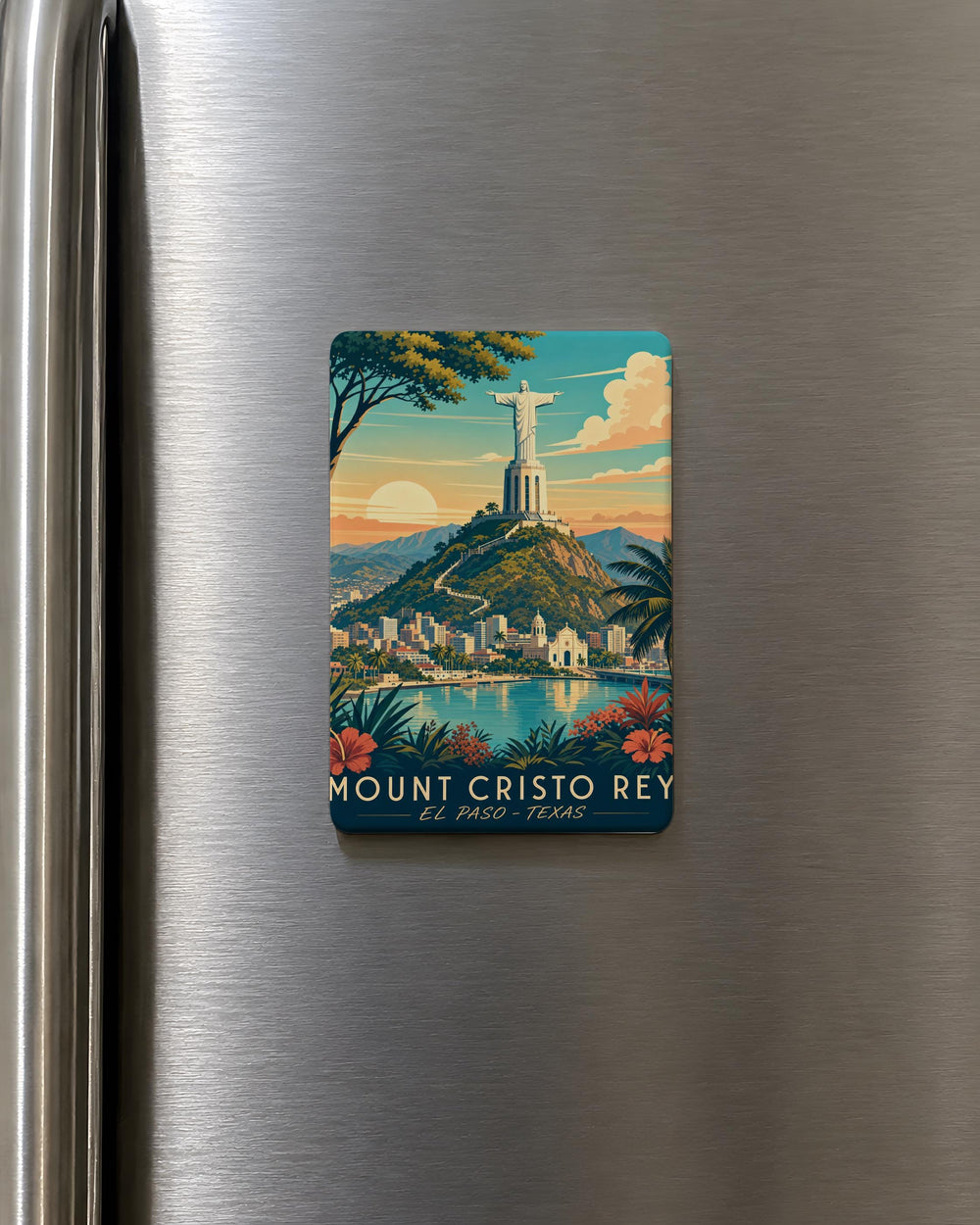 Mount Cristo Rey Fridge Magnet, Cristo Rey Statue Landmark Souvenir, El Paso Texas Travel Gift, Southwest Landmark Magnet
