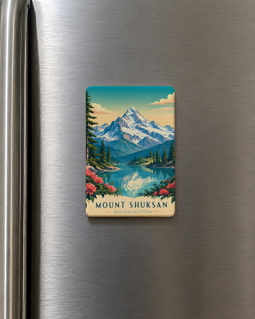 Mount Shuksan Fridge Magnet, Washington Mountain Landscape Souvenir, Pacific Northwest Nature Travel Gift