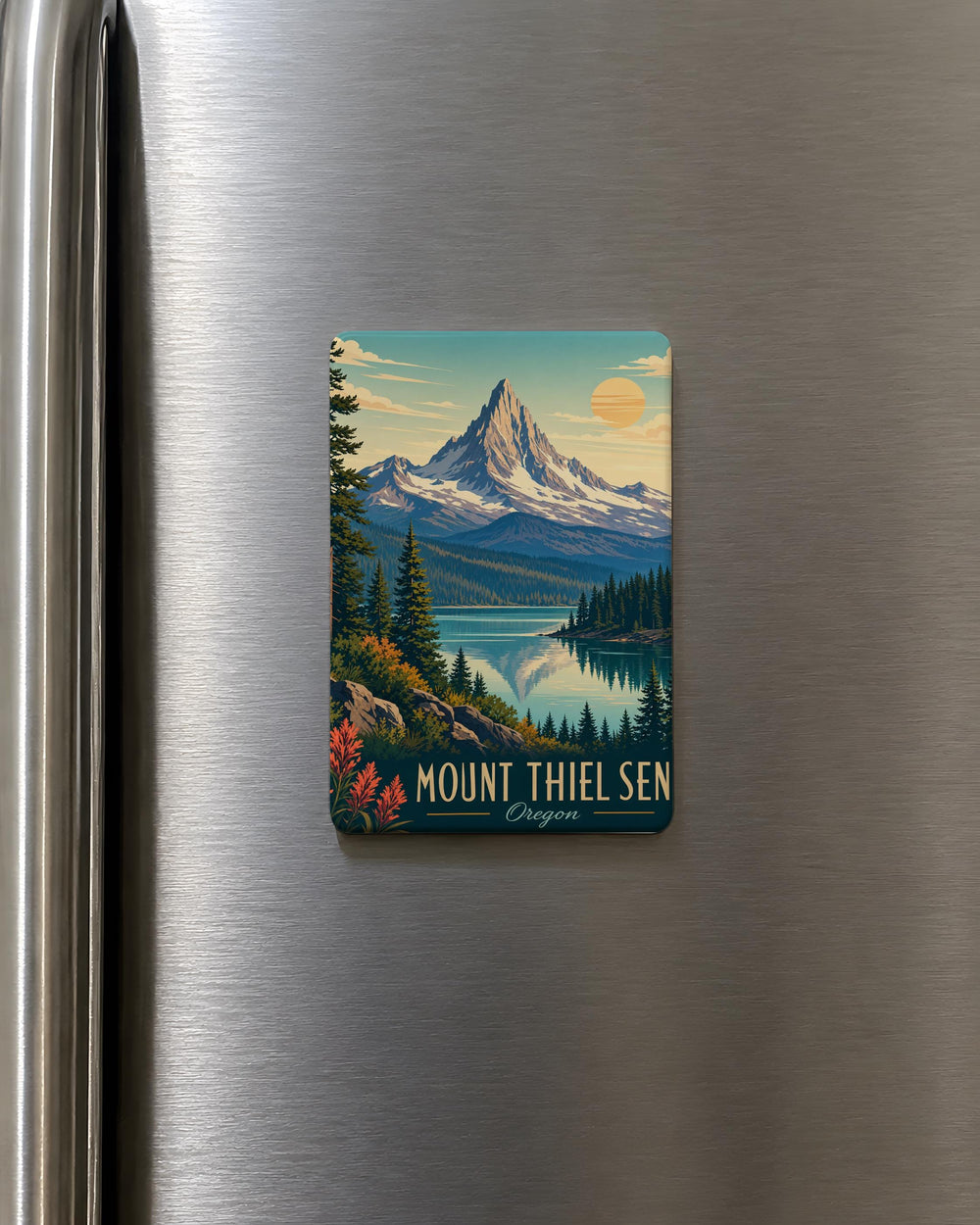 Mount Thielsen Oregon Fridge Magnet, Cascade Range Mountain Souvenir Magnet, PNW Travel Keepsake, Crater Lake Area Gift