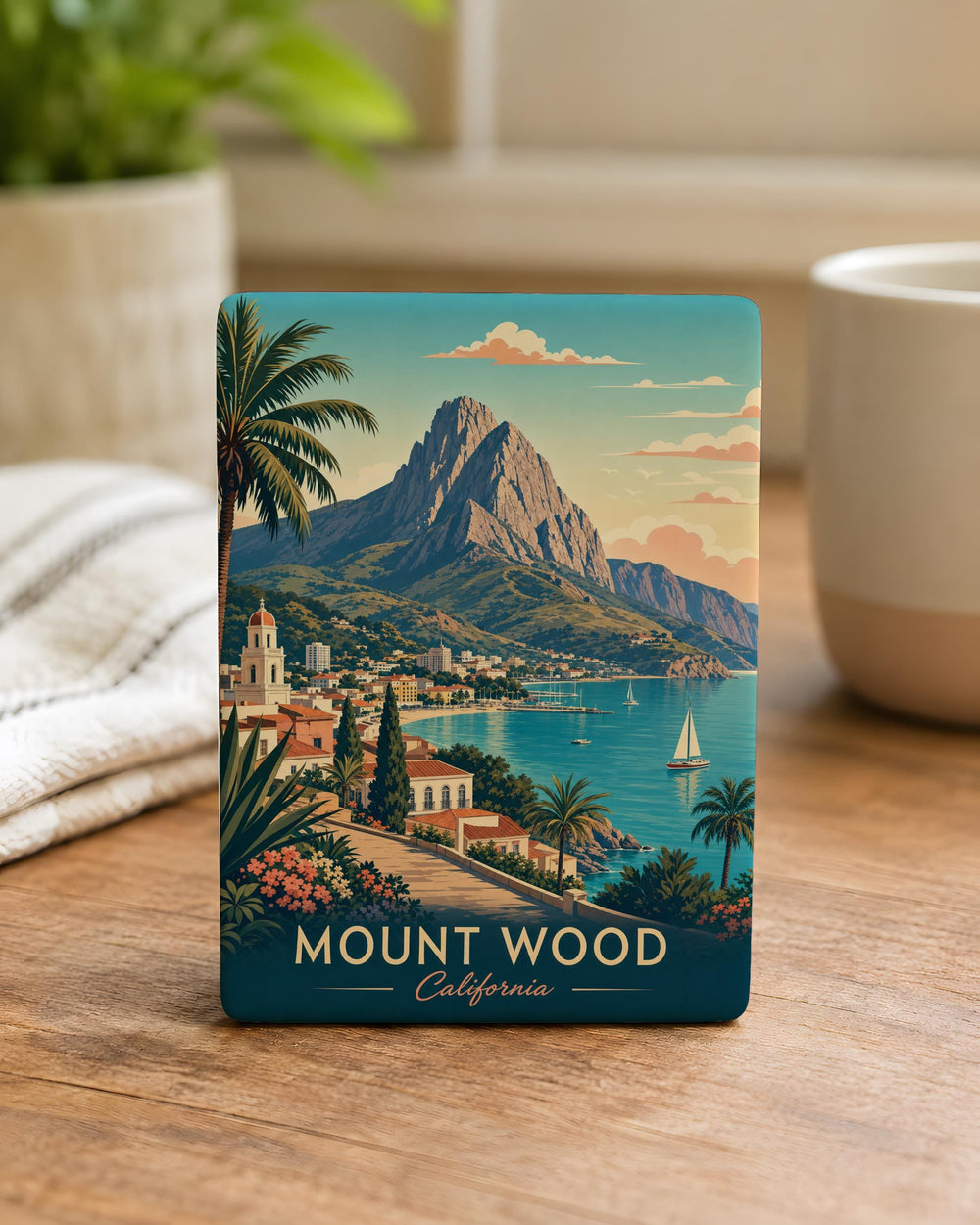 Mount Wood Fridge Magnet, Mountain Forest Landscape Souvenir Magnet, Outdoor Nature Travel Keepsake Gift