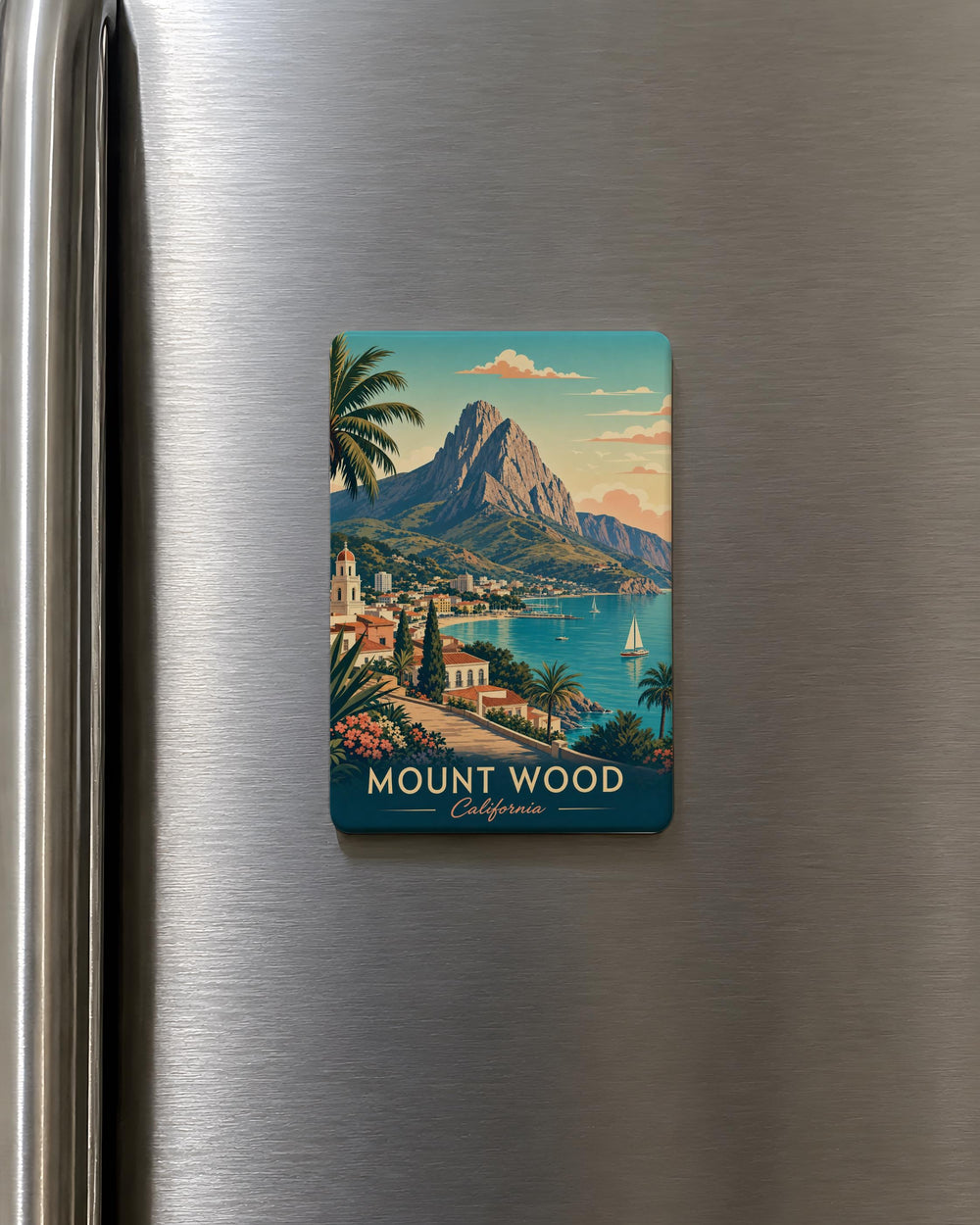 Mount Wood Fridge Magnet, Mountain Forest Landscape Souvenir Magnet, Outdoor Nature Travel Keepsake Gift
