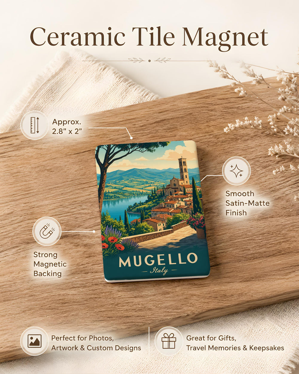 Mugello Italy Fridge Magnet, Tuscany Travel Souvenir, Mugello Landmark Keepsake, Italy Vacation Gift, Kitchen Magnet