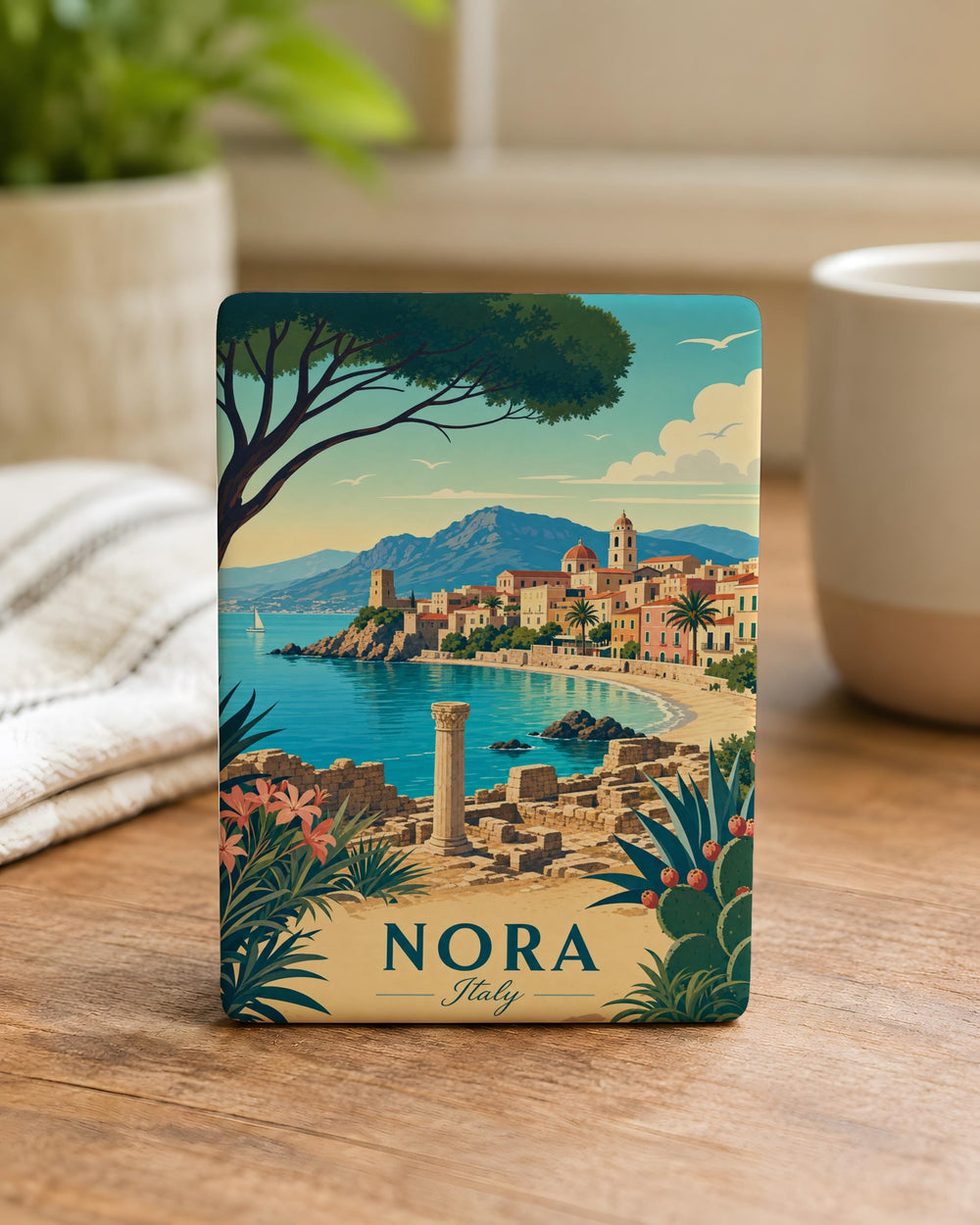 Nora Italy Fridge Magnet, Italian Travel Souvenir Magnet, Italy Landmark Keepsake, Nora Sardinia Destination Magnet