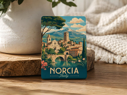 Norcia Italy Fridge Magnet, Norcia Souvenir Magnet, Umbria Travel Keepsake, Italian Town Landmark Magnet, Italy Vacation Gift