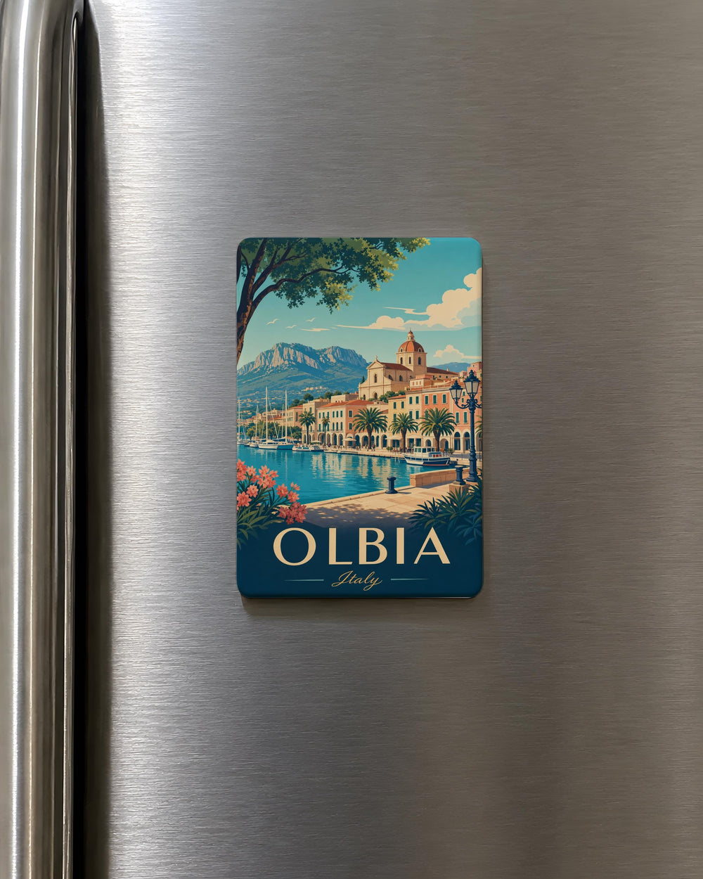 Olbia Italy Fridge Magnet, Olbia Sardinia Souvenir Magnet, Italy Travel Keepsake, Olbia Landmark Gift, Mediterranean Vacation Magnet