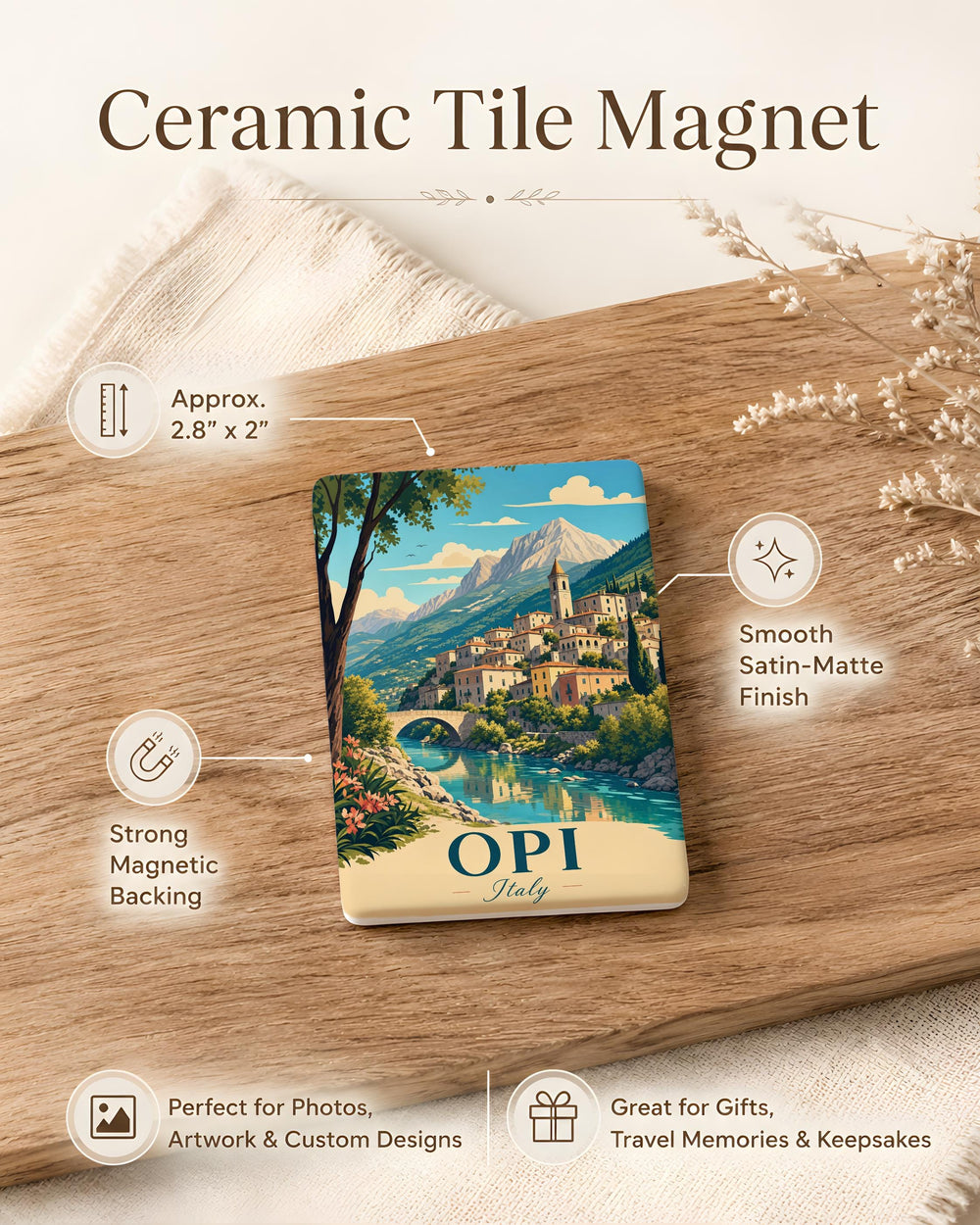 Italy Opi Fridge Magnet, Opi Italy Souvenir Magnet, Italy Travel Gift, Italian Village Landmark Magnet, Italy Keepsake Magnet