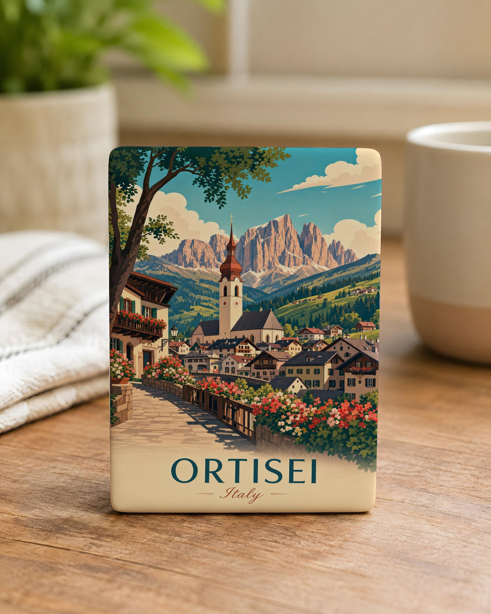 Ortisei Italy Fridge Magnet, Val Gardena Souvenir Magnet, Dolomites Travel Keepsake, South Tyrol Alpine Town Magnet