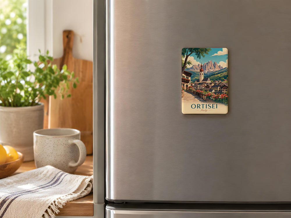Ortisei Italy Fridge Magnet, Val Gardena Souvenir Magnet, Dolomites Travel Keepsake, South Tyrol Alpine Town Magnet