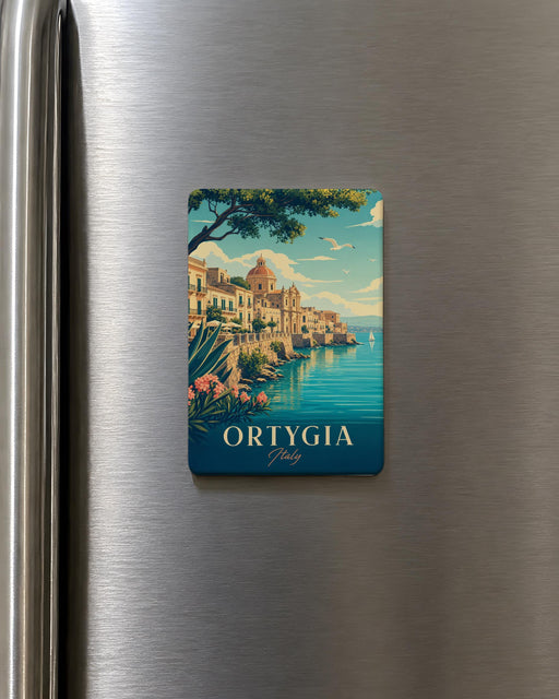 Ortygia Italy Fridge Magnet, Ortigia Sicily Souvenir Magnet, Siracusa Travel Gift, Italian Island Landmark Magnet