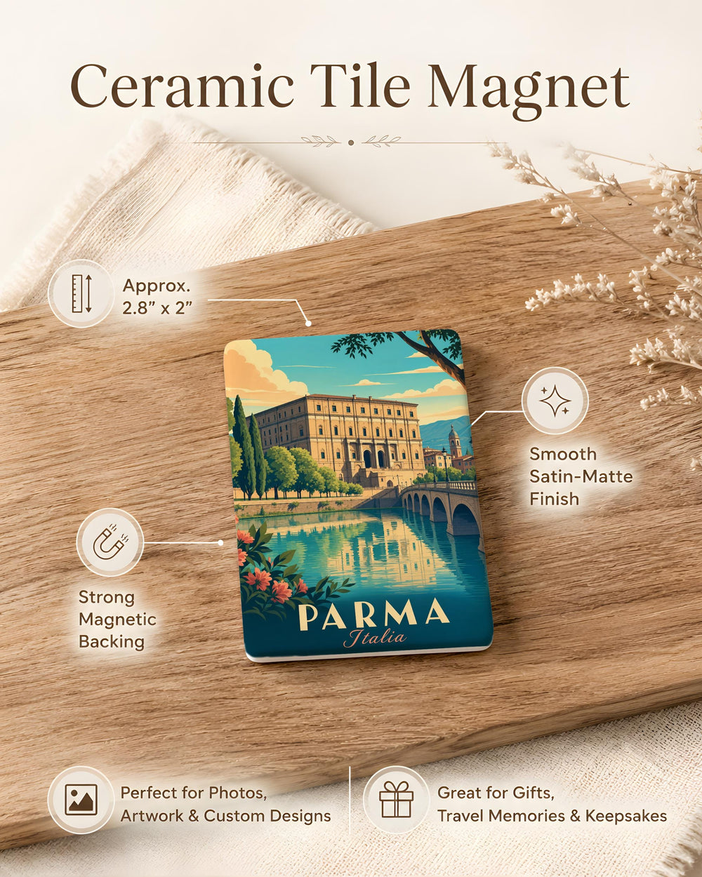 Palazzo della Pilotta Fridge Magnet, Parma Italy Landmark Souvenir Magnet, Historic Palace Travel Keepsake Gift