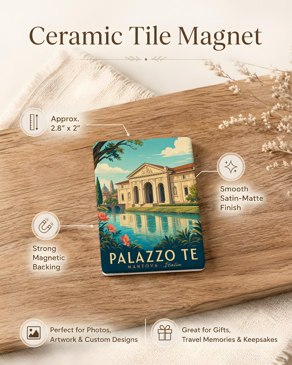 Palazzo Te Fridge Magnet, Mantua Italy Palace Landmark Souvenir, Renaissance Architecture Travel Gift, Italian Heritage Decor