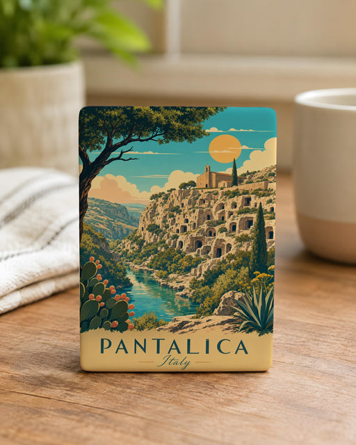 Pantalica Italy Fridge Magnet, Sicily UNESCO Necropolis Landmark Souvenir, Pantalica Caves Travel Keepsake Magnet