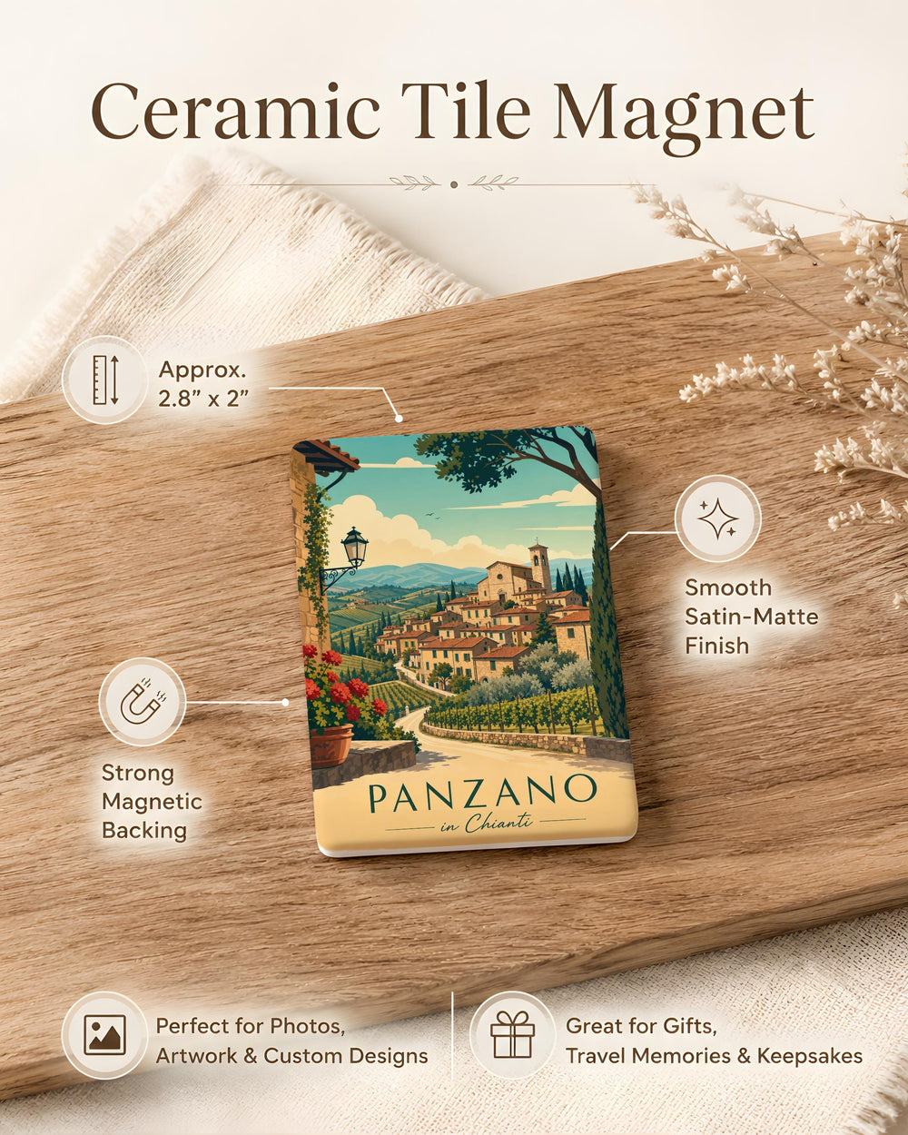 Panzano in Chianti Italy Fridge Magnet, Tuscan Village Travel Souvenir Magnet, Chianti Region Kitchen Magnet