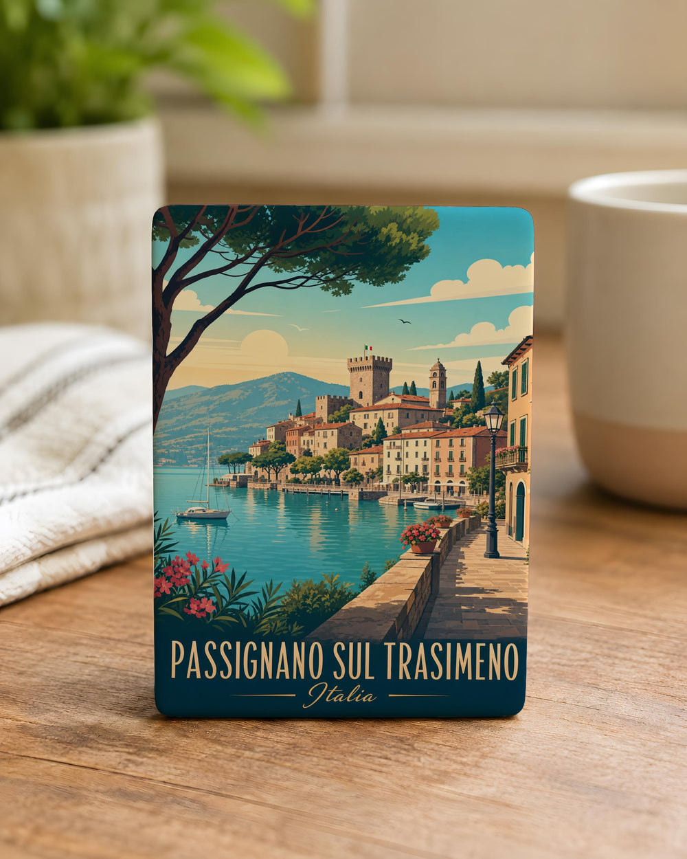 Passignano sul Trasimeno Italy Fridge Magnet, Lake Trasimeno Souvenir Magnet, Umbria Travel Gift, Italian Lakeside Town Magnet